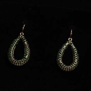 Chic Green and Gold Teardrop Earrings